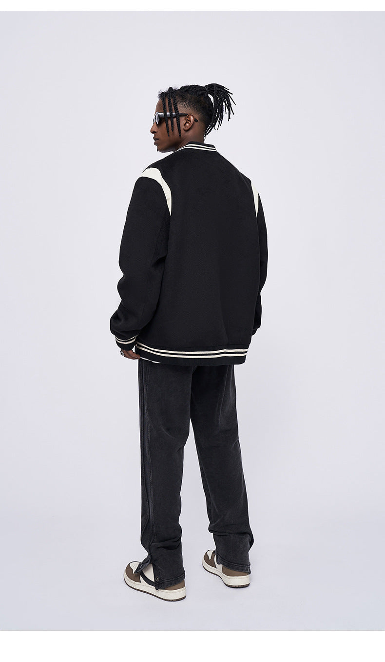 2024 New Contrast Loose Embroidered Jacket Baseball Jacket Couple Cotton Jacket For Men And Women SHW-408