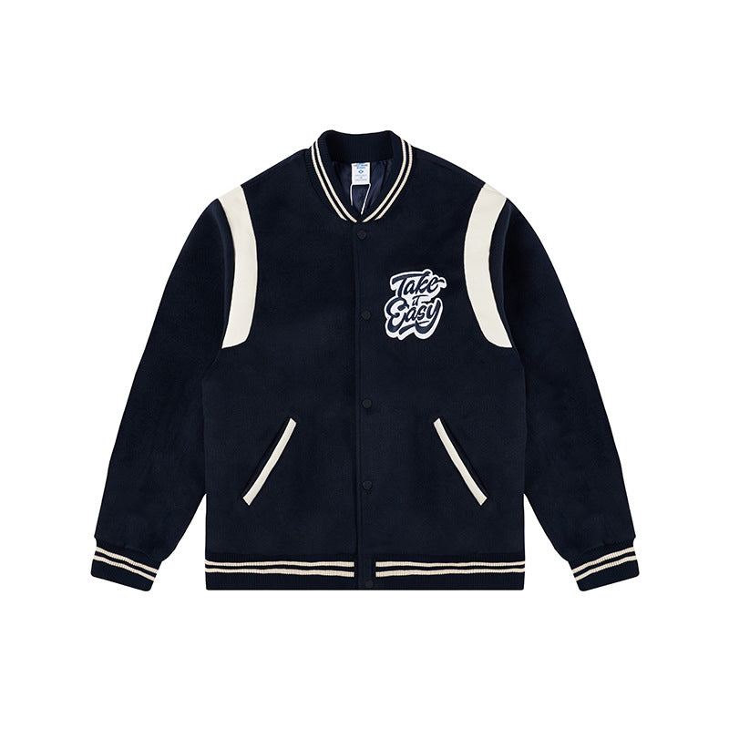 2024 New Contrast Loose Embroidered Jacket Baseball Jacket Couple Cotton Jacket For Men And Women SHW-408