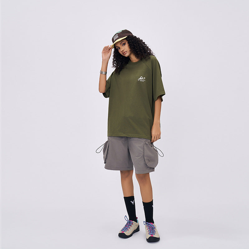 Spring and summer 2025 new American letter logo stitching contrast color design short sleeve T-shirt men loose SH-691