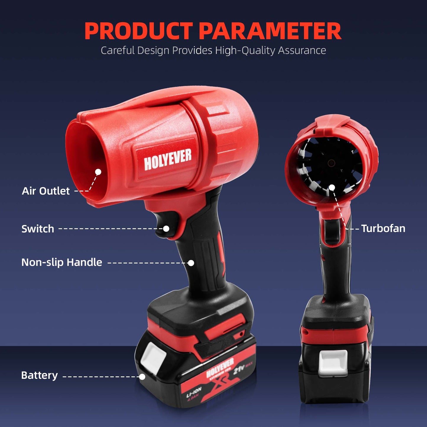 Holyever Cordless Turbo Jet Blowers, Leaf Blowers, Brushless Motors, Drying After Car Wash, Handheld Snow Blowers, Powerful Air Dusters.