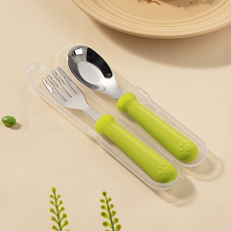Stainless Steel Silicone Long Handle Fork Spoon H41-354