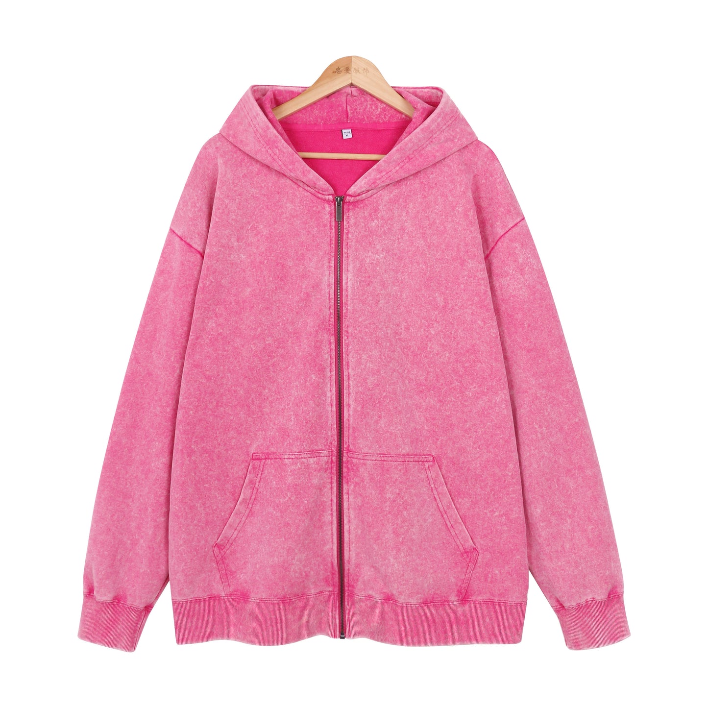 400G Heavyweight Washed Fleece Zip-Up Hoodie / Blank Hoodie for printing