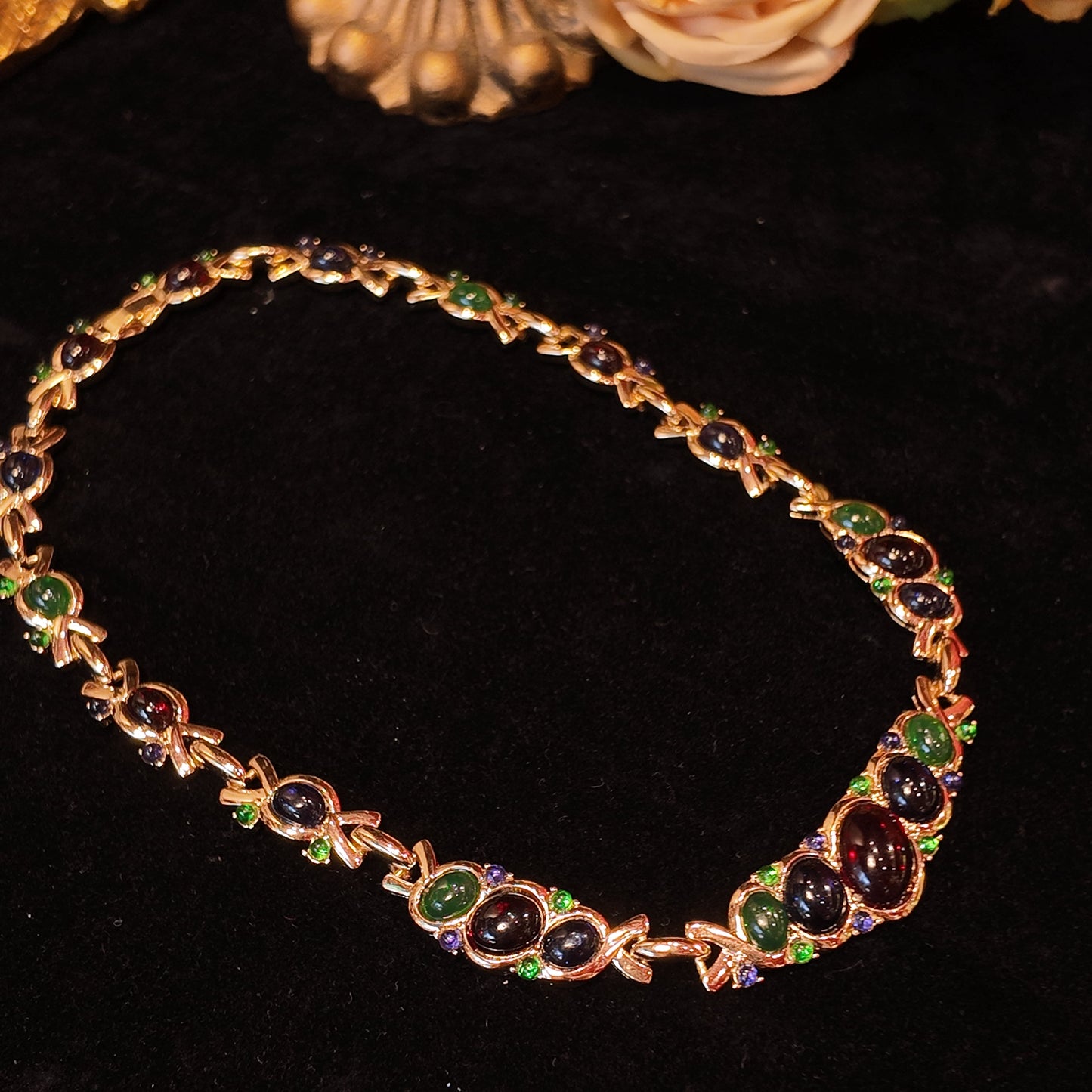 Red and green glaze necklace JA012