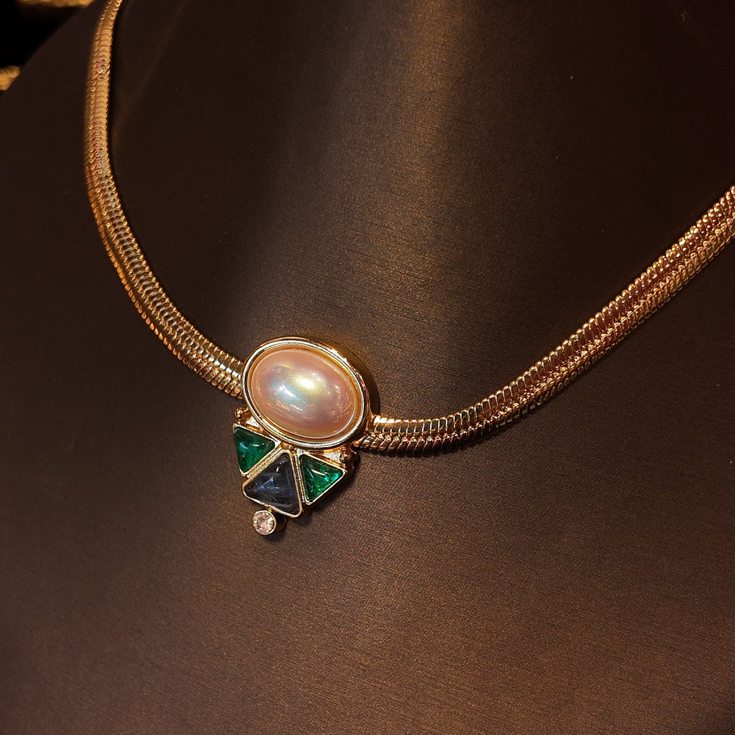 Blue and green pearl necklace JA035