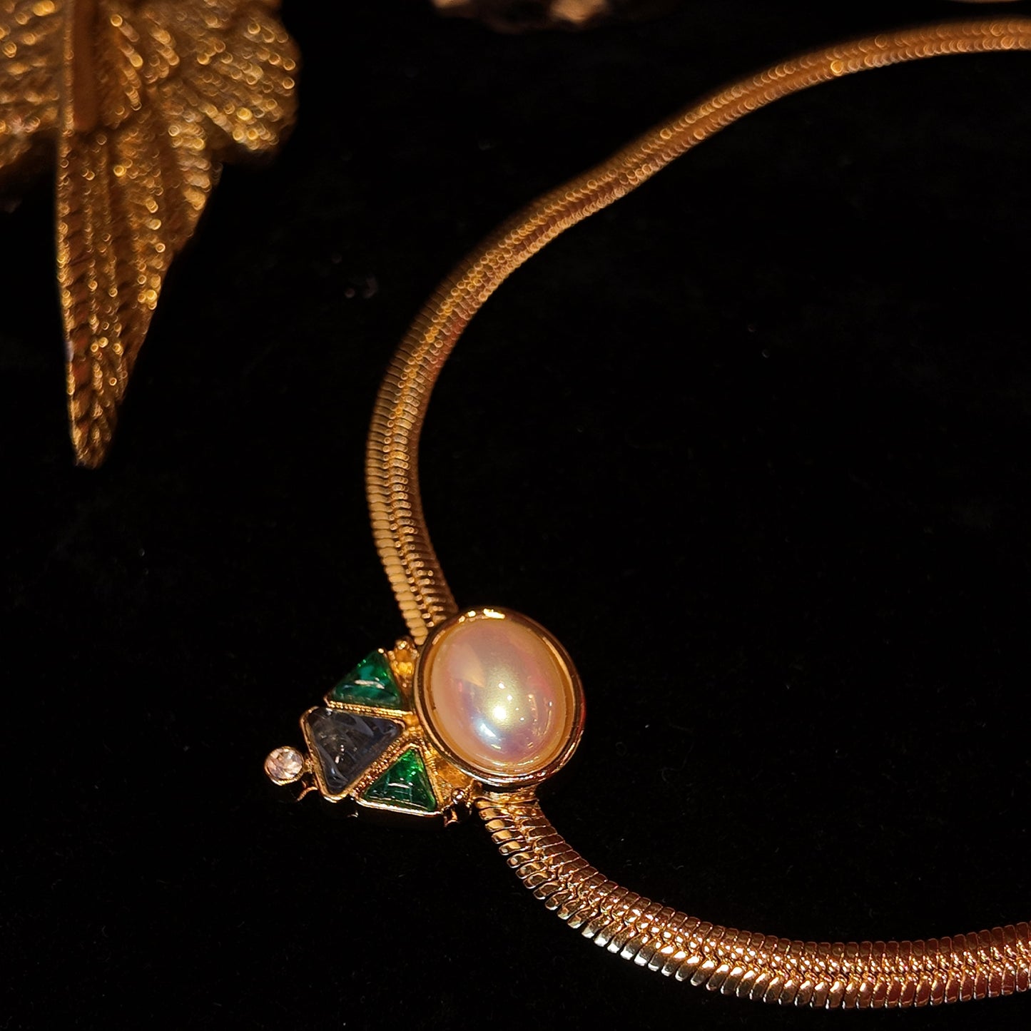 Blue and green pearl necklace JA035