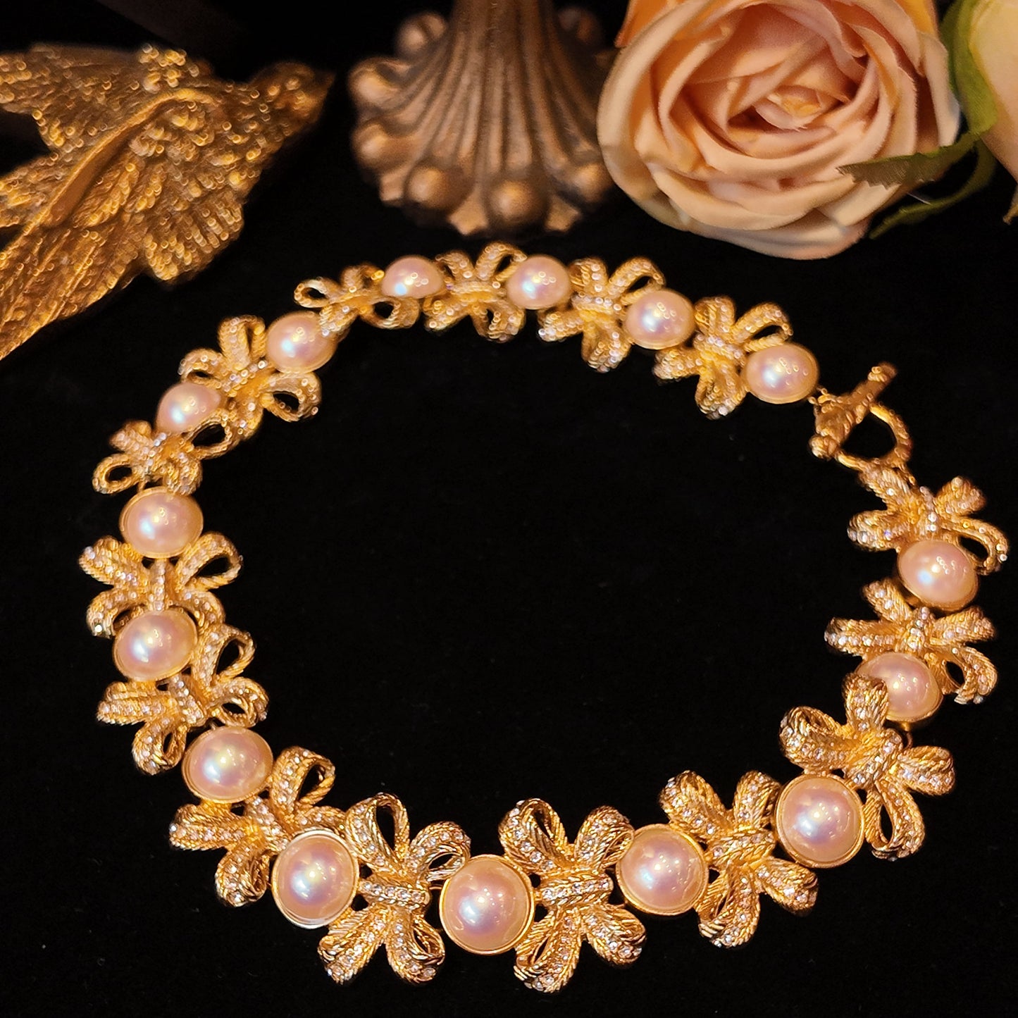 Bow Pearl Necklace JA037