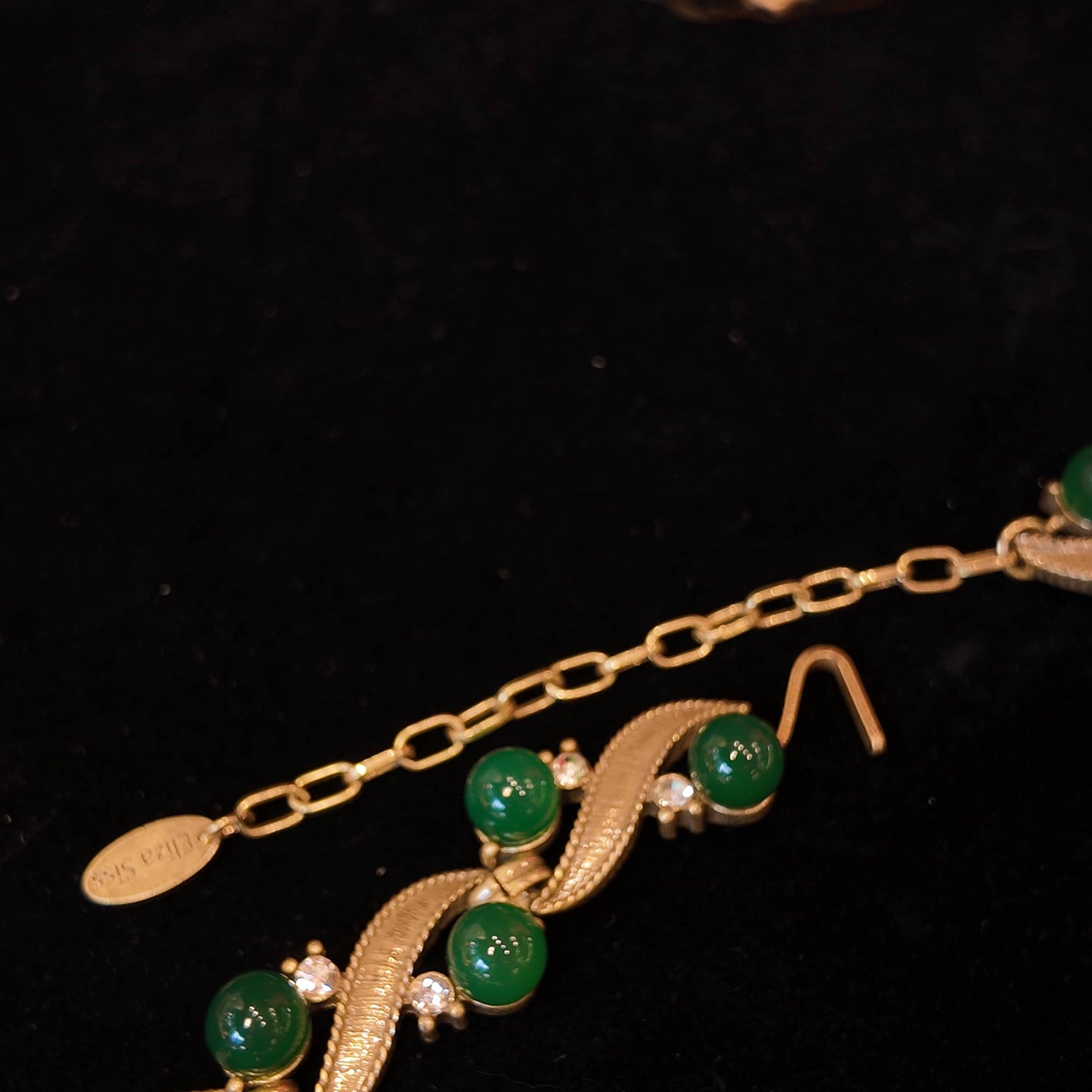 Green Ribbon Necklace Stud Earrings suit JA041