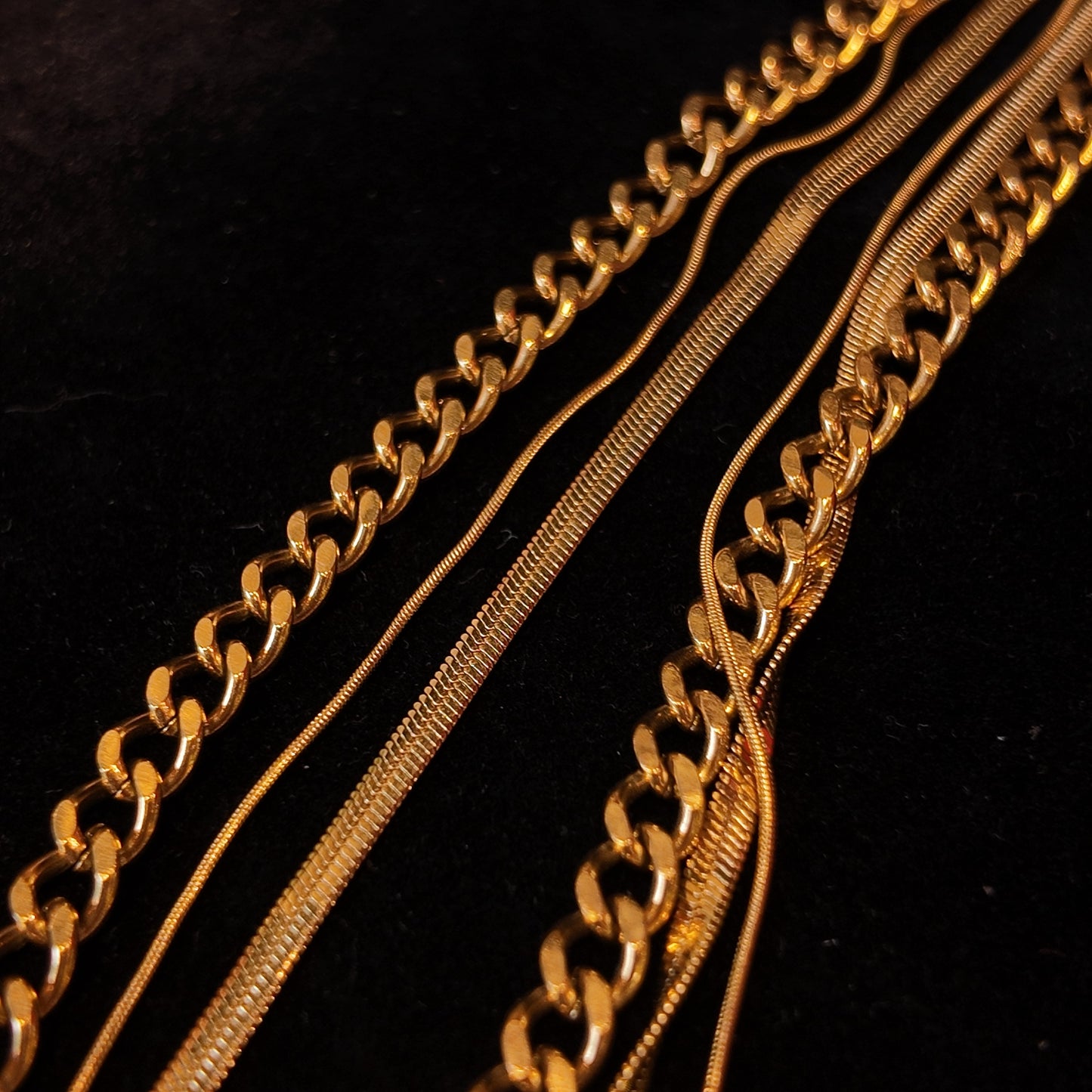 Three-layer plain gold necklace JA046