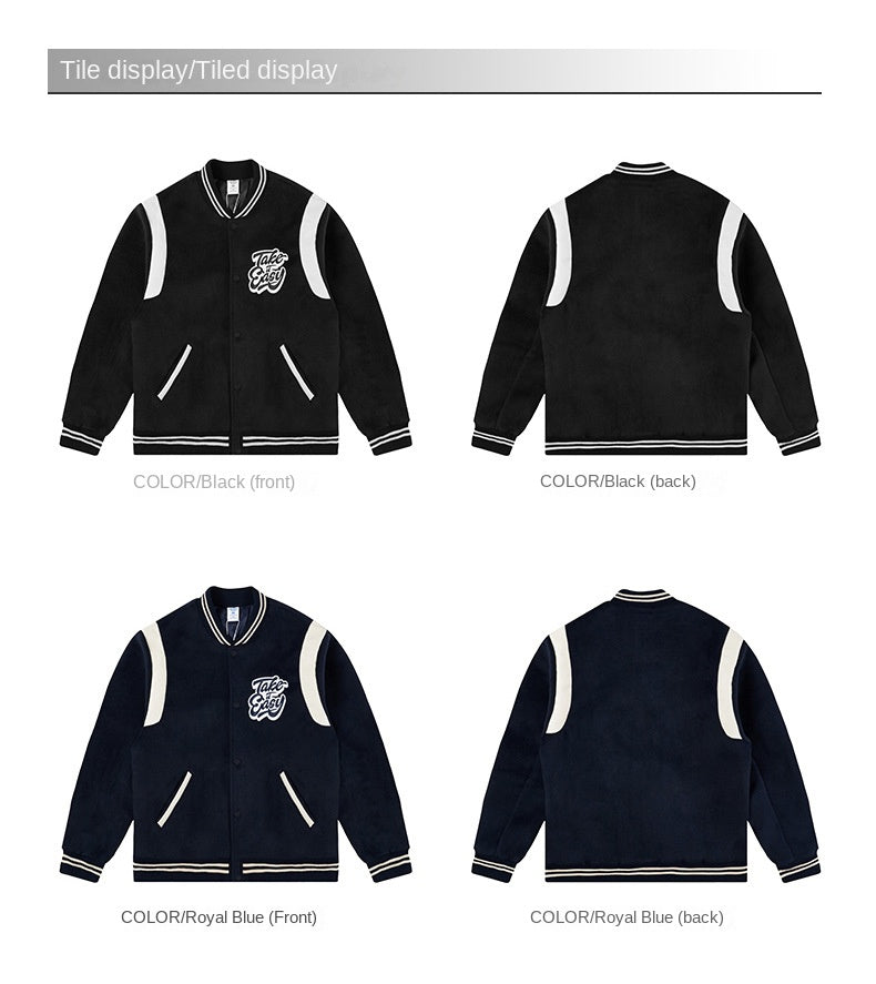 2024 New Contrast Loose Embroidered Jacket Baseball Jacket Couple Cotton Jacket For Men And Women SHW-408