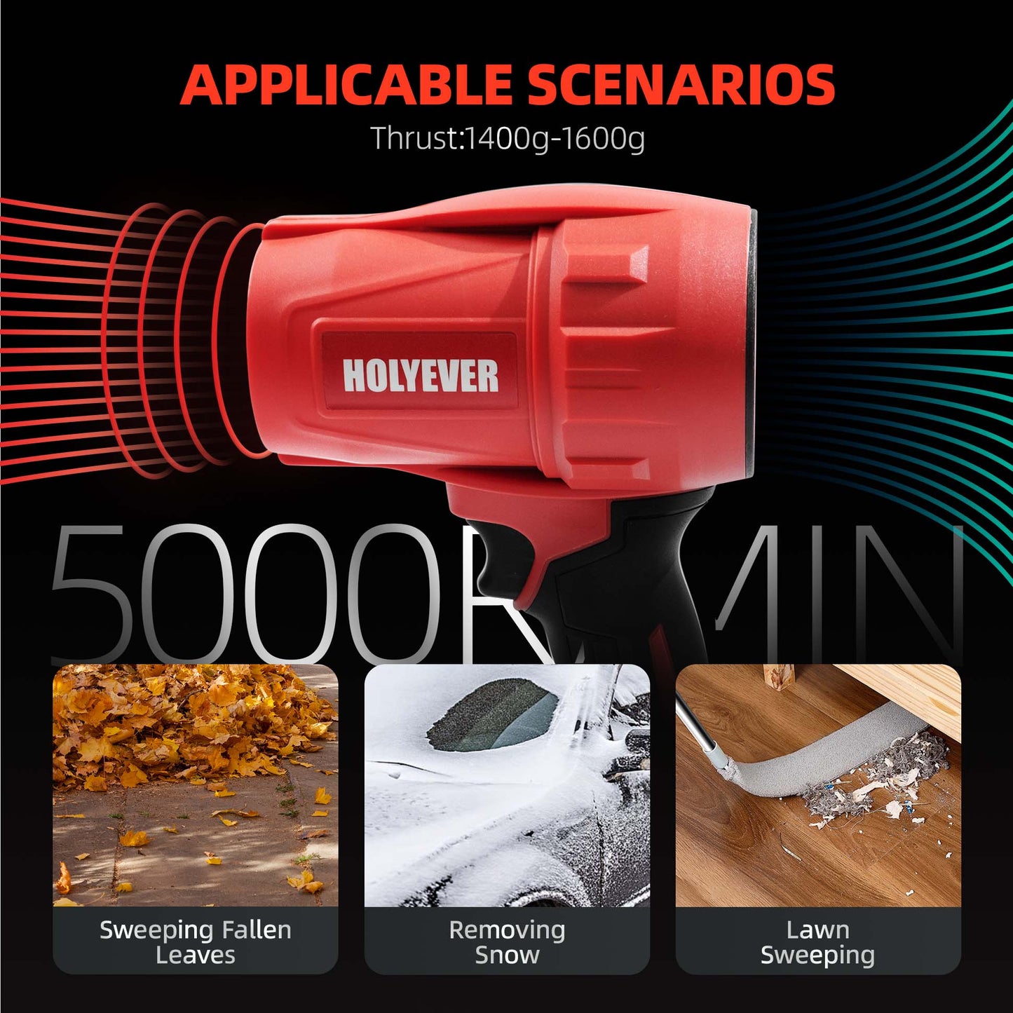 Holyever Cordless Turbo Jet Blowers, Leaf Blowers, Brushless Motors, Drying After Car Wash, Handheld Snow Blowers, Powerful Air Dusters.