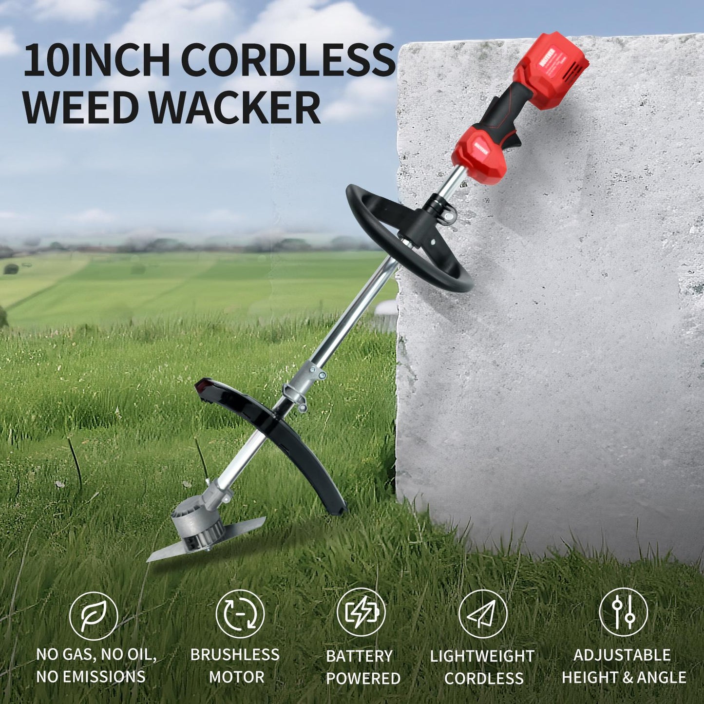 Holyever Cordless Electric Weeder with Two Adaptable Makita Batteries, Adjustable Heavy Duty Garden Lawnmower for Home, Garden, and Ranch.