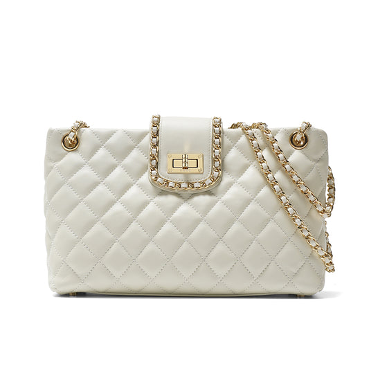 Four Happiness Blessing Bag: Ladies' Rhombus-Patterned All-Match and Fashionable Large-Capacity Single-Shoulder Crossbody Bag