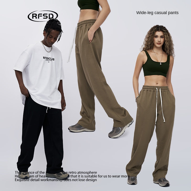 2023 Summer New Sports Leisure Draped Wide Leg Trousers Loose Lazy Wind Straight Trousers SHW-369