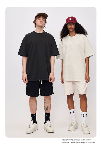 RFSD Men's 2025 Spring and Summer 305G Heavy T-shirt Men's American Pure Cotton Tide Brand Solid Color Short Sleeve Teenager T-shirt SH-682