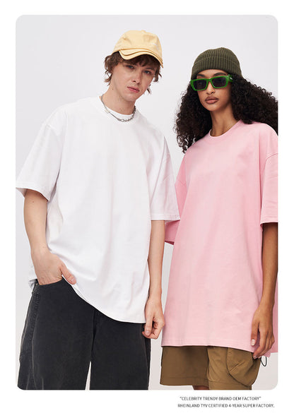 RFSD Men's 2025 Spring and Summer 305G Heavy T-shirt Men's American Pure Cotton Tide Brand Solid Color Short Sleeve Teenager T-shirt SH-682