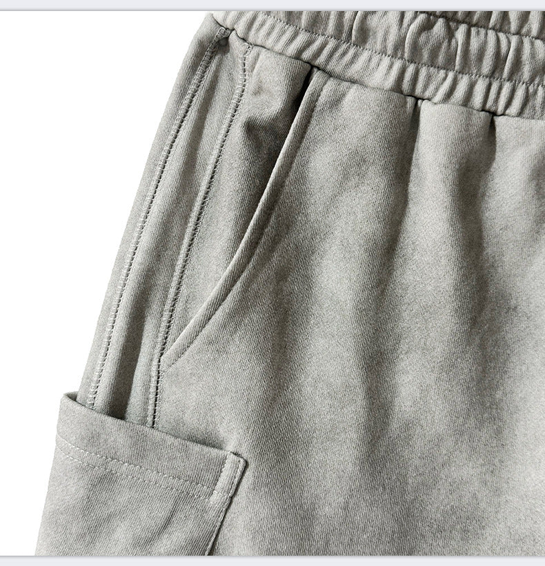2024 Summer American White Grey Dirty Wide Leg Pants High Street Design Sense Old Joker Men SHW-410