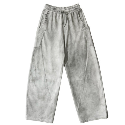 2024 Summer American White Grey Dirty Wide Leg Pants High Street Design Sense Old Joker Men SHW-410