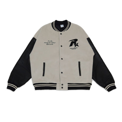 New Retro Street Leather Heavy Industry Embroidered Contrast Color Couple American Baseball Suit Jacket For Men And Women SHW-432