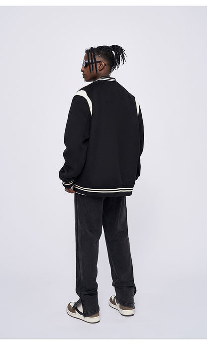 2024 New Contrast Loose Embroidered Jacket Baseball Jacket Couple Cotton Jacket For Men And Women SHW-408