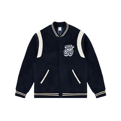 2024 New Contrast Loose Embroidered Jacket Baseball Jacket Couple Cotton Jacket For Men And Women SHW-408