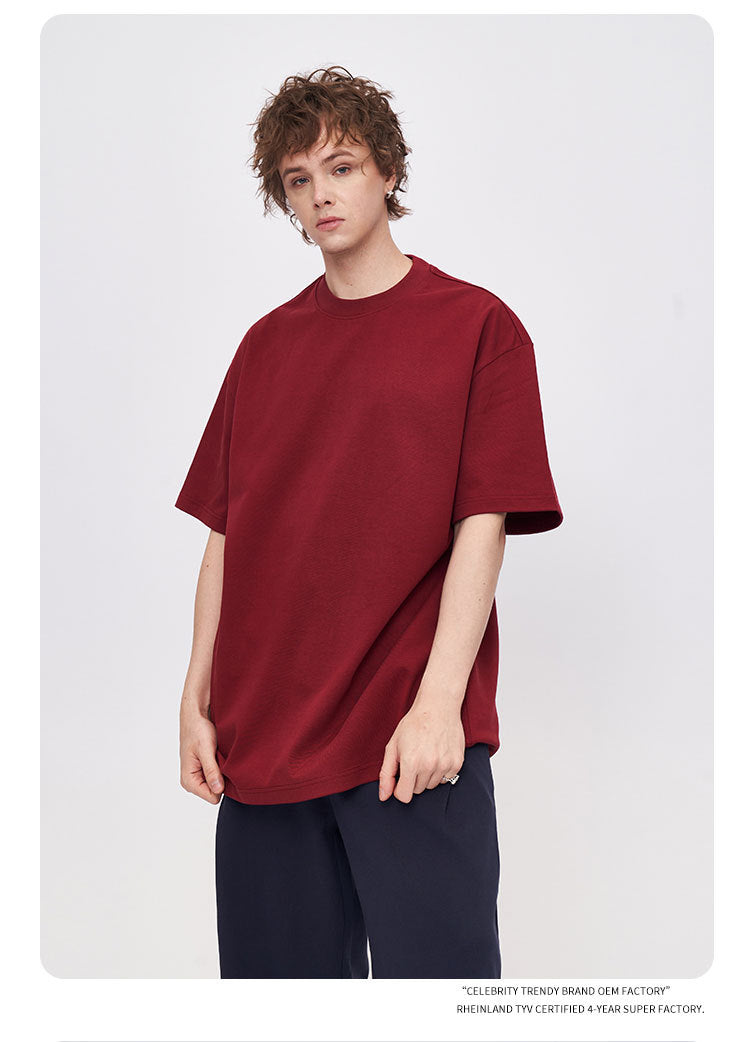 RFSD Men's 2025 Bajia Pure Cotton T-shirt Heavy Loose 425G Short Sleeve Men's T Summer Fashion Brand Short Sleeve T-shirt SH-683
