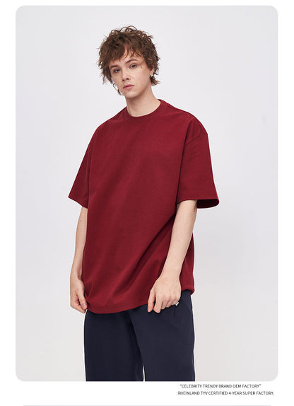 RFSD Men's 2025 Bajia Pure Cotton T-shirt Heavy Loose 425G Short Sleeve Men's T Summer Fashion Brand Short Sleeve T-shirt SH-683