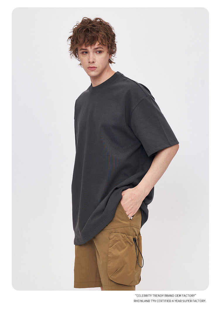 RFSD Men's 2025 Bajia Pure Cotton T-shirt Heavy Loose 425G Short Sleeve Men's T Summer Fashion Brand Short Sleeve T-shirt SH-683