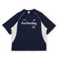 2025 Spring/Summer New Racing Suit Tide Brand American Letter Logo Stitching Contrast Color Short Sleeve T-shirt Men SH-655