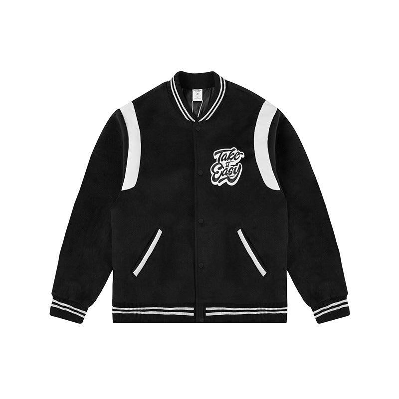 2024 New Contrast Loose Embroidered Jacket Baseball Jacket Couple Cotton Jacket For Men And Women SHW-408