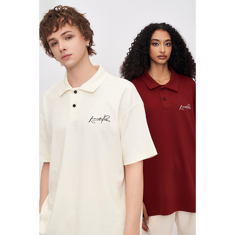 Fashion Simple Embroidered Short-sleeved T-shirt Men's 2025 Summer New Simple Half-sleeved Polo Shirt SH-684