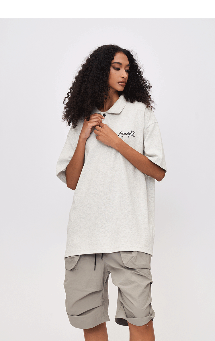 Fashion Simple Embroidered Short-sleeved T-shirt Men's 2025 Summer New Simple Half-sleeved Polo Shirt SH-684