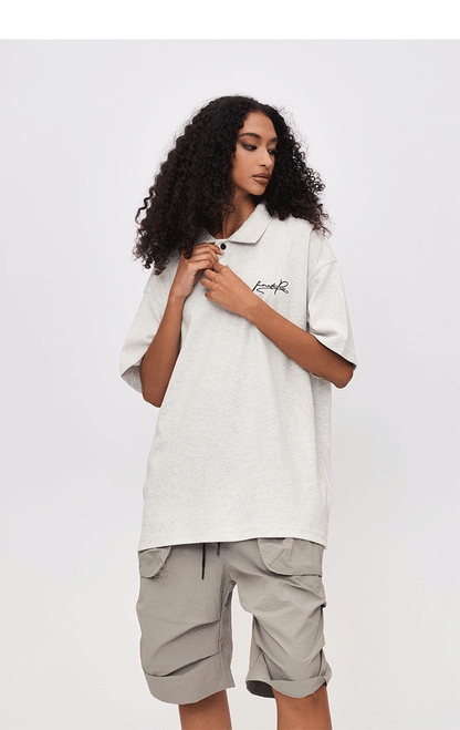 Fashion Simple Embroidered Short-sleeved T-shirt Men's 2025 Summer New Simple Half-sleeved Polo Shirt SH-684