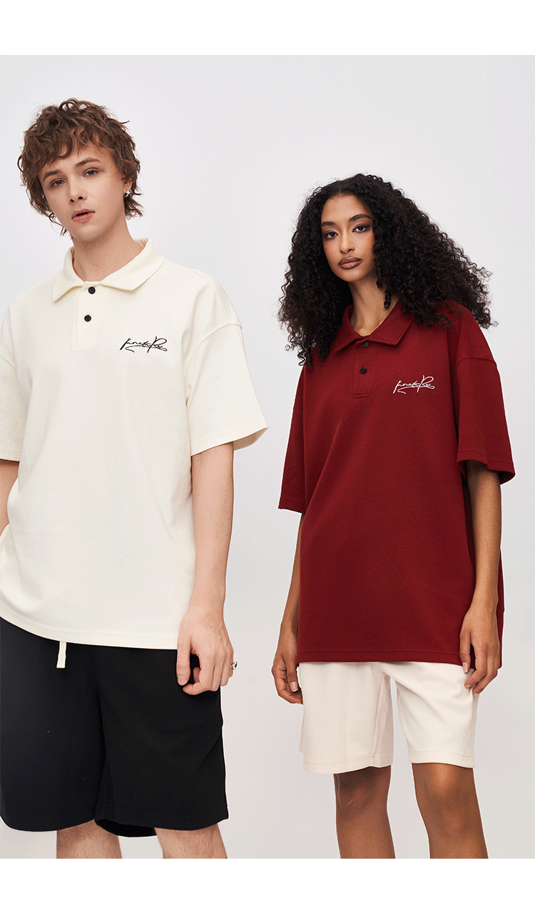Fashion Simple Embroidered Short-sleeved T-shirt Men's 2025 Summer New Simple Half-sleeved Polo Shirt SH-684