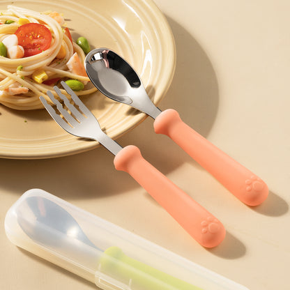 Stainless Steel Silicone Long Handle Fork Spoon H41-354