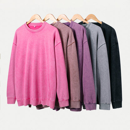 400g Heavyweight Washed Fleece Crewneck Sweatshirt Blank T-shirts/sweatshirts for printing