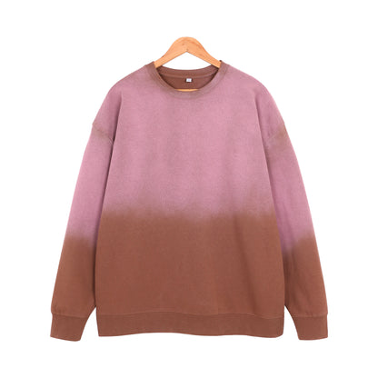 400G Heavyweight Washed Fleece Gradient Crewneck Sweatshirt / Blank Hoodie for printing