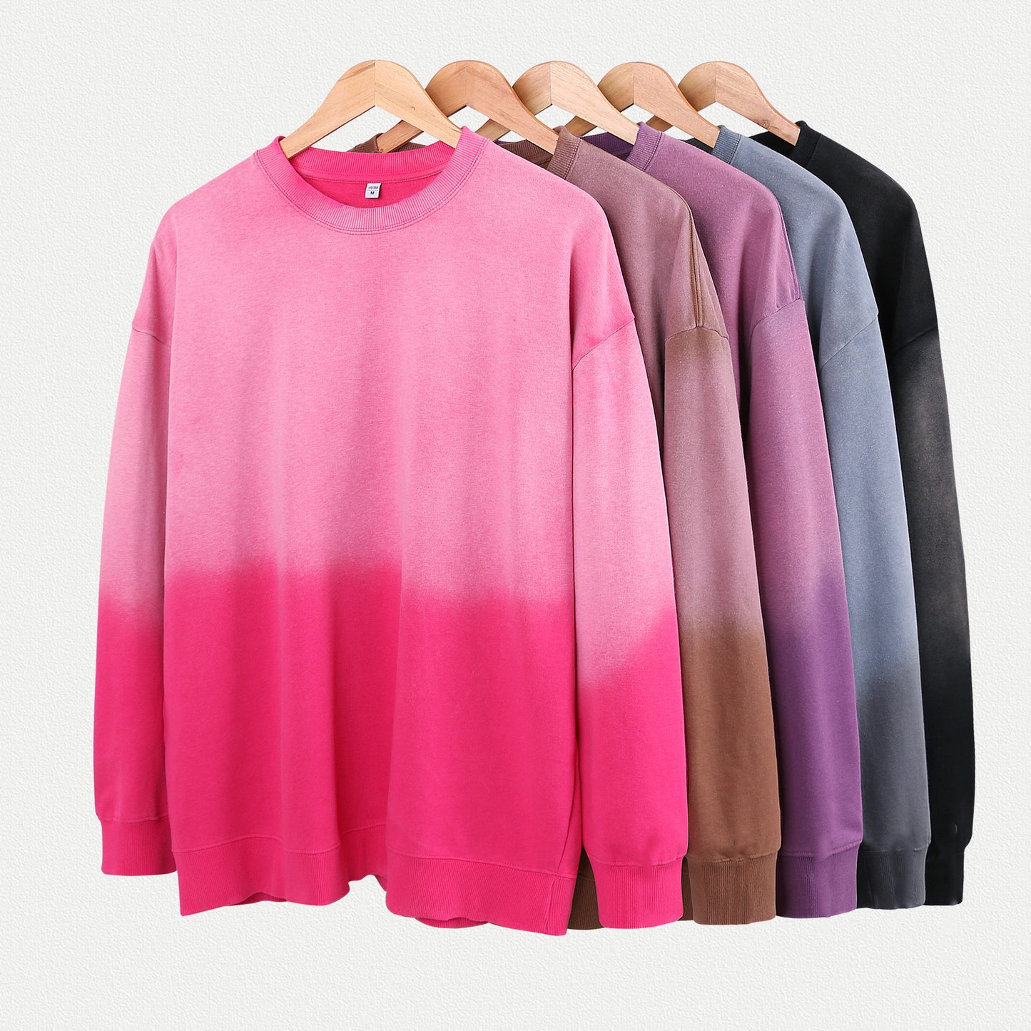 400G Heavyweight Washed Fleece Gradient Crewneck Sweatshirt / Blank Hoodie for printing