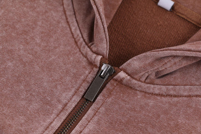 400G Heavyweight Washed Fleece Zip-Up Hoodie / Blank Hoodie for printing
