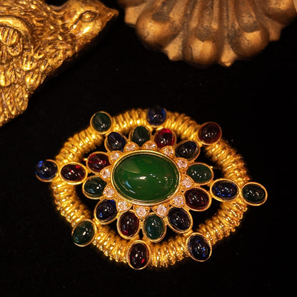 Oval glass brooch JA009