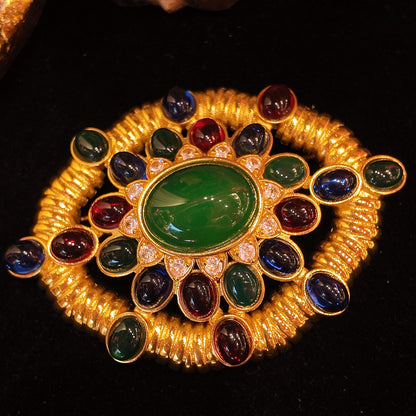 Oval glass brooch JA009