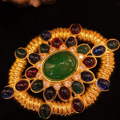 Oval glass brooch JA009