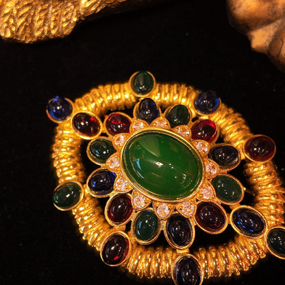 Oval glass brooch JA009