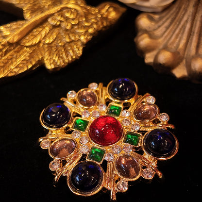 Blue Red Cross Brooch JA011