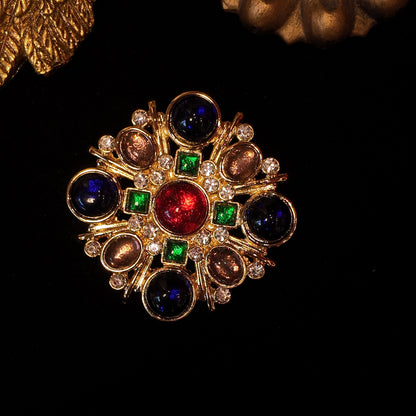 Blue Red Cross Brooch JA011
