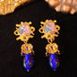 Vintage King Pendant Blue Ear Clip JA016