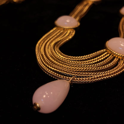 Pink jade necklace JA033