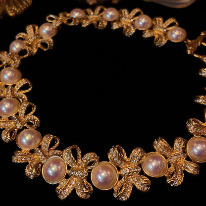 Bow Pearl Necklace JA037