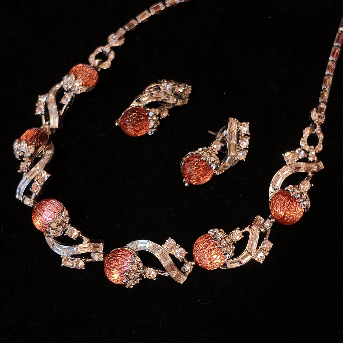 Red melon vine necklace stud earrings suit JA039