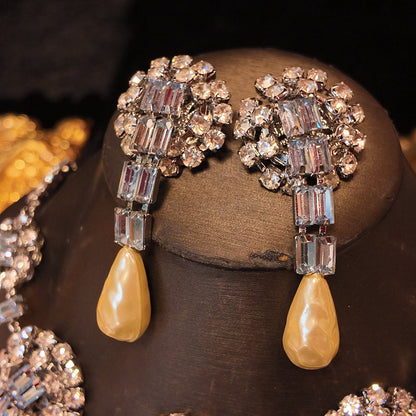 Barak Pearl Necklace Stud Earrings suit JA040