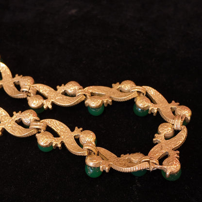 Green Ribbon Necklace Stud Earrings suit JA041